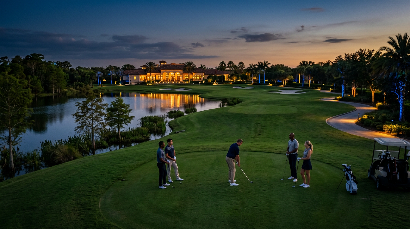 Community golfers enjoying a premium resort golf outing